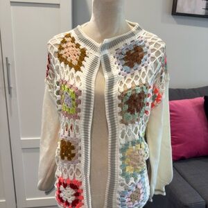 Colorful Crochet Patchwork Sweater